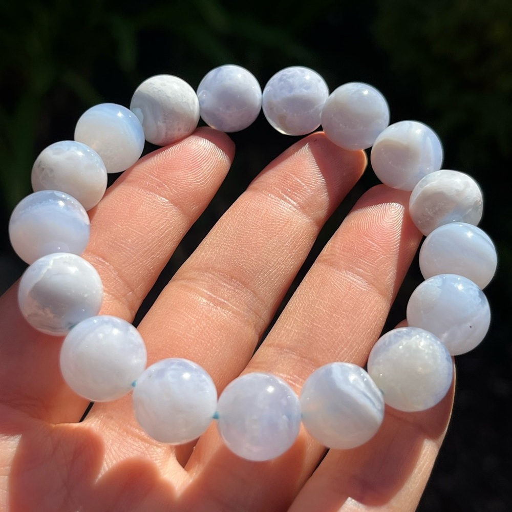 12.5mm stretchable blue lace agate‎ bracelet 0171